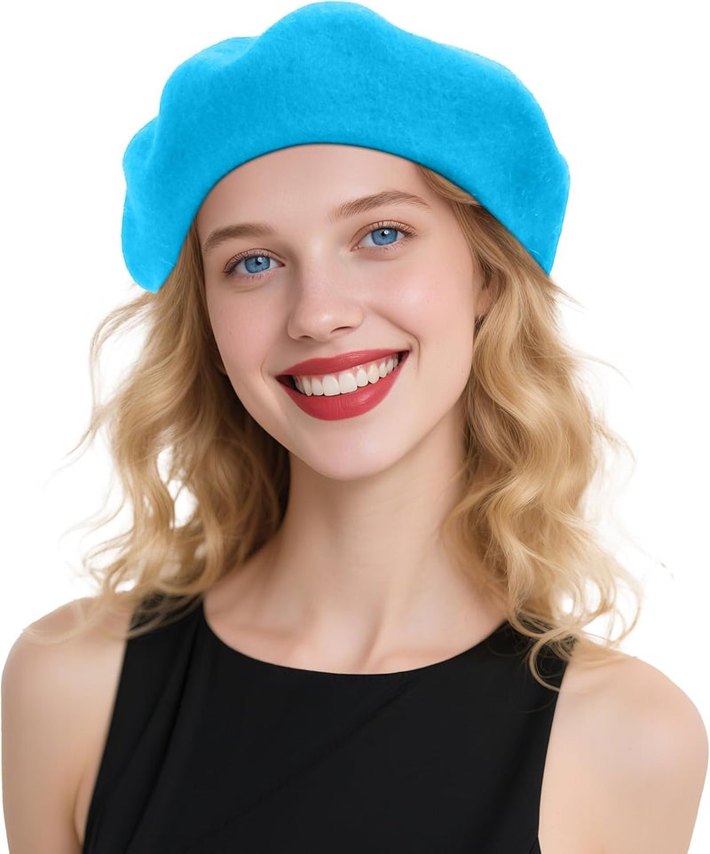 CKYPTFK Beret Hats for Women Holiday Wool French Style-Black/Red Church Hat-Clueless Outfit & Men's Beret - Image 1